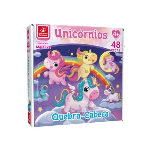 Quebra-cabeça 48 Peças Madeira Unicórnios - Brincadeira de Criança