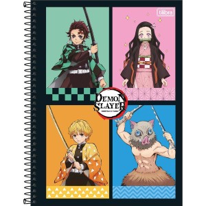 Caderno 1 Matéria Universitário Espiral Demon Slayer - Tilibra