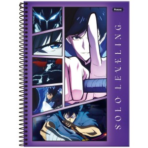 Caderno 10 Matérias Universitário Espiral Solo Leveling - Foroni