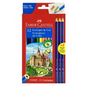 Lápis de Cor 12 Cores + 3 Lápis Grafite - Faber-Castell