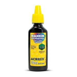Tinta Nankin Profissional 20ml Preta - Kit c/ 6 unidades - Acrilex