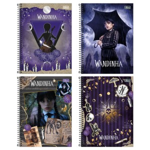 Kit Caderno 1 Matéria Universitário Espiral Wandinha 4 unidades - Tilibra